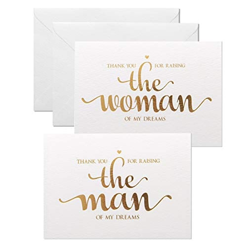 Book Cover MAGJUCHE Thank You for Raising the Man, the Women of My Dreams, Gold Foil Wedding Day Cards Set to Your In Laws, From Bride and Groom