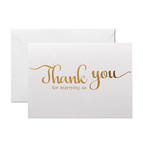 Book Cover MAGJUCHE Thank You for Marring Us, Gold Foil Wedding Day Card to Your Officiant, Priest, Rabbi, Deacon Note Card to Go W/Gift