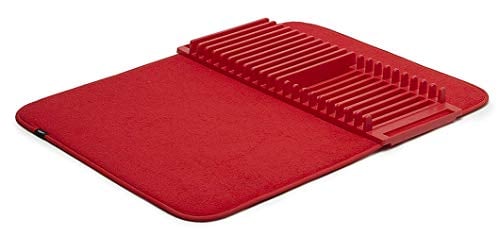 Book Cover Umbra Udry Drying Rack & Microfiber Dish Mat, 24 x 18, Red
