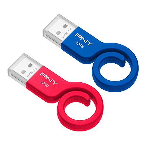 Book Cover PNY Monkey Tail USB 3.0 Flash Drive, 32GB 2-PK, Blue & Red (P-FDU32GX2TBMNK-GE)