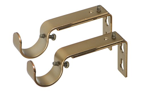Book Cover Ivilon Adjustable Brackets for Curtain Rods - for 1 or 1 1/8 Inch Rods. Set of 2 - Warm Gold