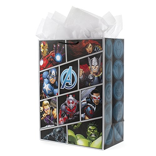 Book Cover Hallmark Avengers with Tissue Paper Gift Bag, Oversized, XL Superhero Logo
