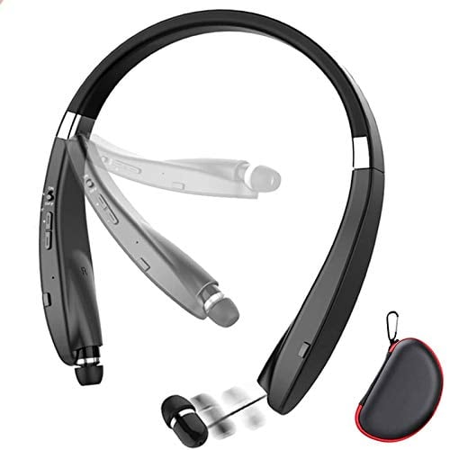 Book Cover Foldable Bluetooth Headset, Beartwo Lightweight Retractable Bluetooth Headphones for Sports&Exercise, Noise Cancelling Stereo Neckband Wireless Headset (with carry case)