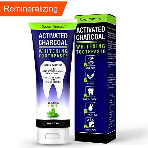 Book Cover #1 Remineralizing Activated Charcoal Toothpaste - Enamel Safe & Fluoride Free Natural Teeth Whitening with Organic Neem Oil and Mineralizing Calcium & Magnesium Complex - Travel Size (3.4 fl oz)