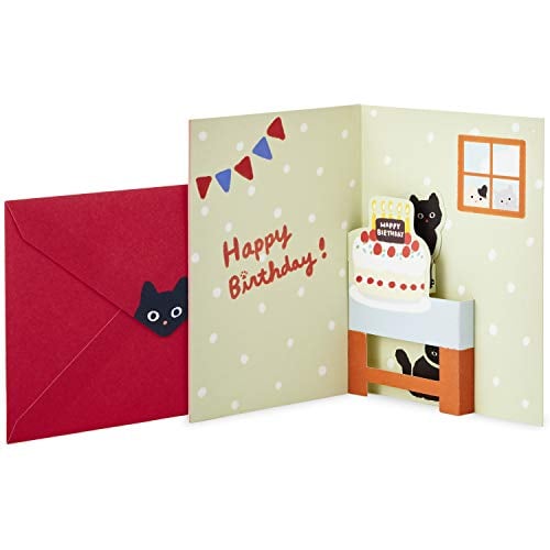 Book Cover Hallmark Pop Up Birthday Card (Cat and Friend with Birthday Cake)