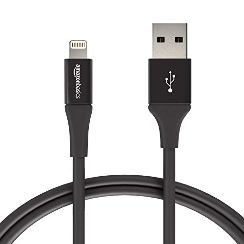Book Cover Amazon Basics USB A Cable with Lightning Connector, Premium Collection, MFi Certified Apple iPhone Charger, 3 Foot, 2 Pack, Black