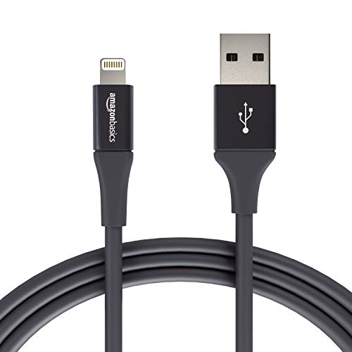 Book Cover Amazon Basics USB A Cable with Lightning Connector, Premium Collection - 6 Feet (1.8 Meters) - 2-Pack - Black