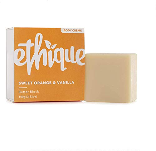 Book Cover Ethique Eco-Friendly Solid Butter Block, Sweet Orange & Vanilla - Hydrating Solid Body Lotion, Sustainable Natural Lotion Bar, Plastic Free, Vegan, Plant Based, 100% Compostable and Zero Waste, 3.53oz