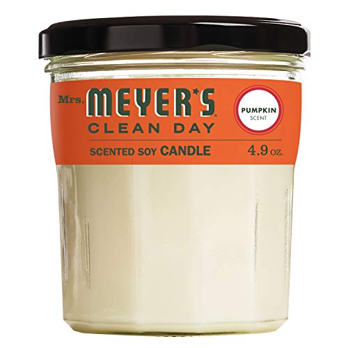 Book Cover Mrs. Meyer's Clean Day Scented Soy Candle Small Glass, Pumpkin, 4.9 Ounce