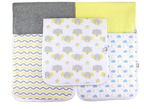 Book Cover Ella Bears Luxury 100% Organic Baby Burp Cloths - 5 pack Extra Absorbent 100% Organic 21X10 inch Extra Long |Triple Layers | Highest Organic Quality | Ultra Soft and Extremely Thick | Multiple Uses -