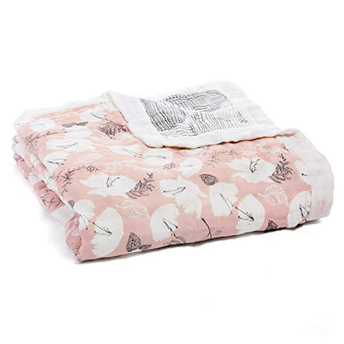 Book Cover Aden + Anais Silky Soft Dream Blanket | 100% Viscose Bamboo Muslin Baby Blankets for Girls & Boys | Ideal Newborn Nursery & Crib Blanket | Unisex Toddler & Infant Boutique Bedding, Pretty Petals