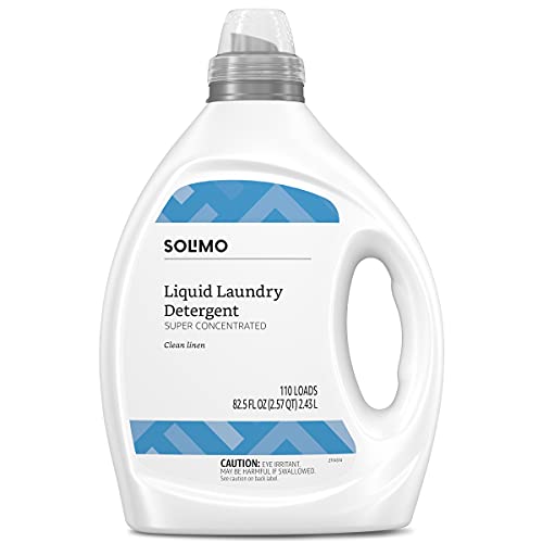 Book Cover Amazon Brand - Solimo Concentrated Liquid Laundry Detergent, Clean Linen, 128 Loads, 96 Fl Oz