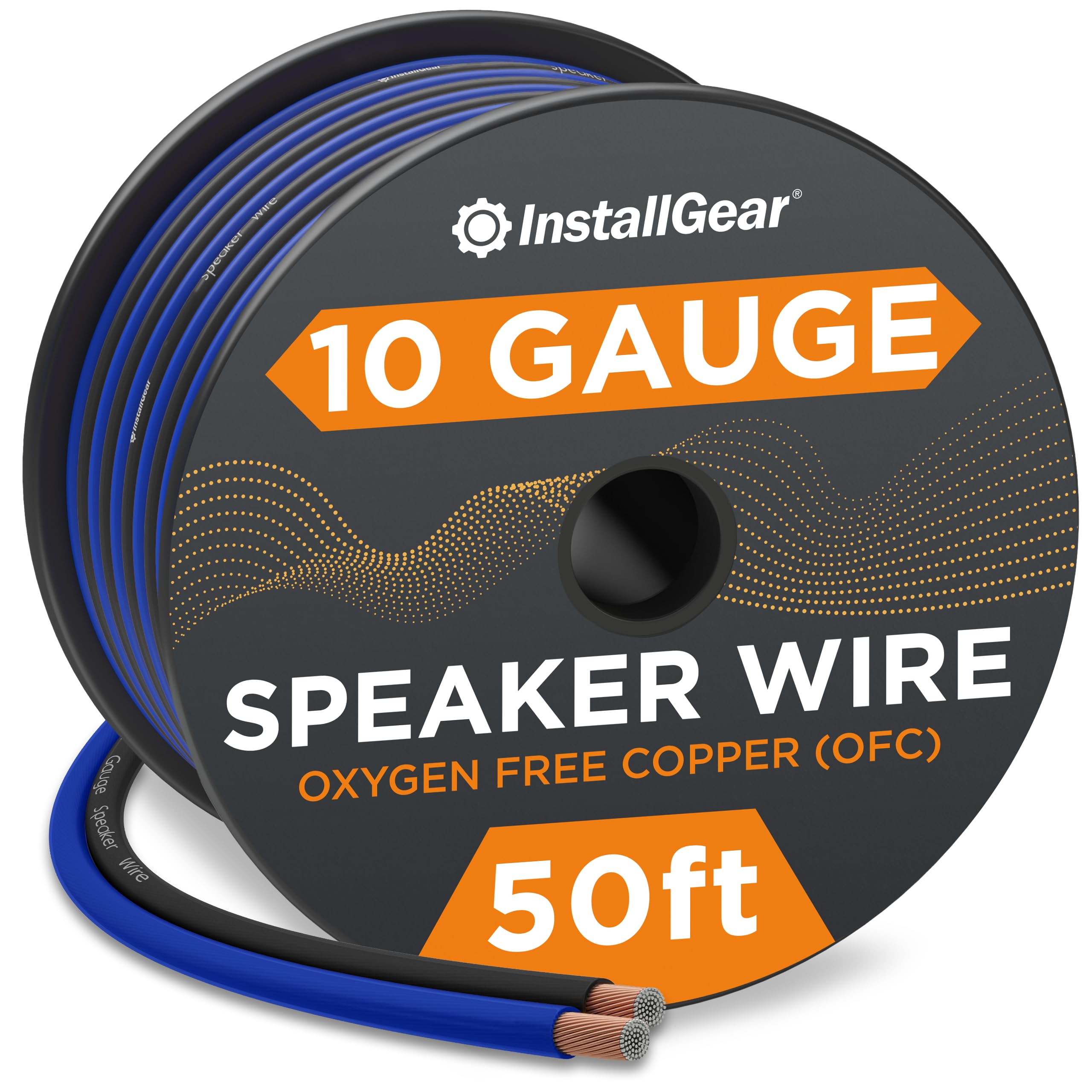 Book Cover InstallGear 10 Gauge AWG Speaker Wire (50ft - Blue/Black) | Speaker Cable for Car Speakers Stereos, Home Theater Speakers, Surround Sound, Radio, Automotive Wire, Outdoor | Speaker Wire 10 Gauge 50ft Blue/Black