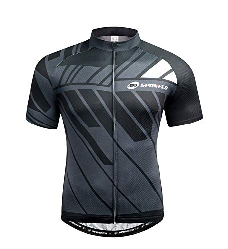 Book Cover sponeed Men's Bike Jersey Cyclist Tops Bicycle Shirt Quick Dry Full Zip Shirts Breathable US L Gray Multi