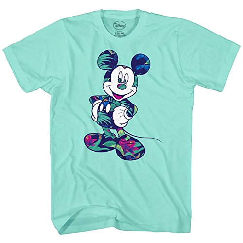 Book Cover Disney Mickey Mouse Tropical Mint Green Adult Mens Graphic T-Shirt