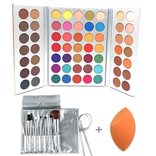 Book Cover Beauty Glazed 63 Colors Eyeshadow Professional Makeup 63 Colors EyeShadow Palette Powder With Profession Makeup Brushes Set and Powder Blender Gorgeous Me Cosmetics Perfect Color Eye Shadow Tray Set