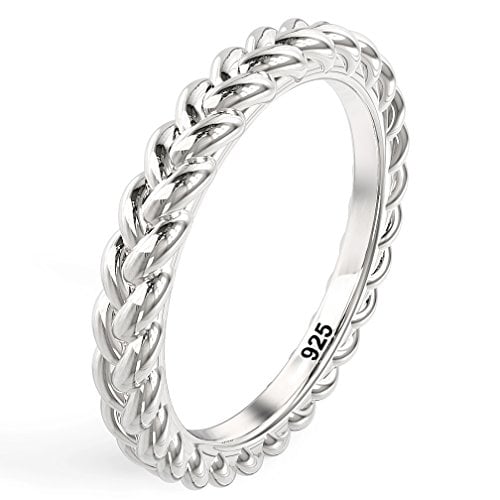 Book Cover Metal Factory 925 Sterling Silver Braid Style Stackable Eternity Ring