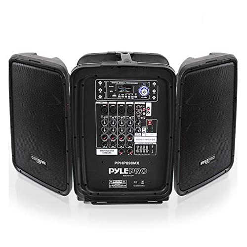 Book Cover Pyle PPHP898MX 600 Watt 8-Channel Portable Bluetooth Wireless PA Speaker Amplifier Kit with 8