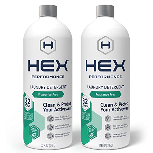 Book Cover HEX Performance Laundry Detergent, Fragrance Free, 64 Loads (Pack of 2) - Designed for Activewear, Made for Sensitive Skin, Eco-Friendly, Concentrated Formula