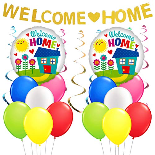 Book Cover Kreatwow Welcome Home Decorations Welcome Home Banner Balloons Plastic Swirl for Home Decoration Family Party Supplies