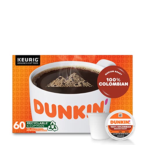 Book Cover Dunkin' 100% Colombian Medium Roast Coffee, 60 Keurig K-Cup Pods