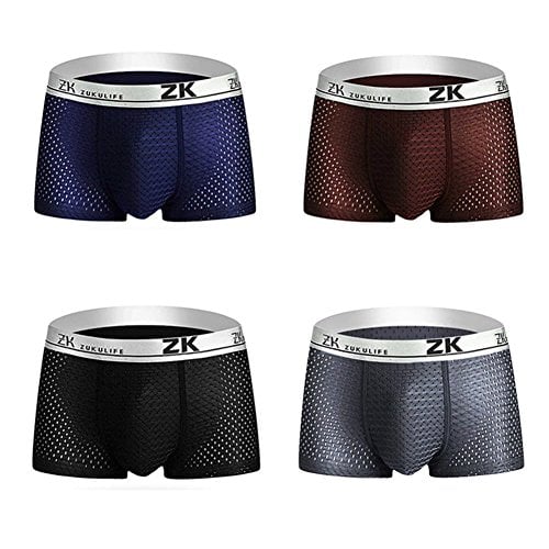 Book Cover Colleer Boxer Shorts 4Pack, Breathable Boxers for Men Soft Ice Silk Men's Trunk Underwear Set (4 Pack 2, XL)