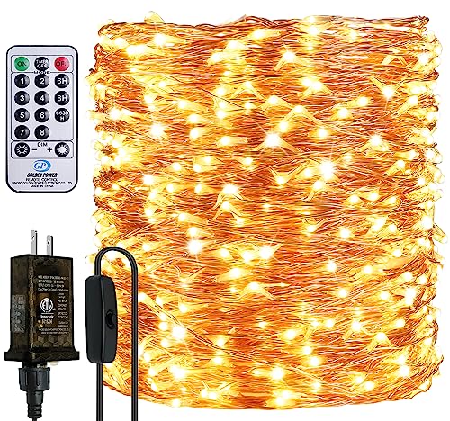 Book Cover ZAECANY 132 Feet 400 LEDs Copper Wire String Lights with Switch, Christmas Lights Indoor Decoration for Party Wedding Bedroom, Fairy Lights Plug in with Remote, 8 Scene Modes, Dimmable Warm White