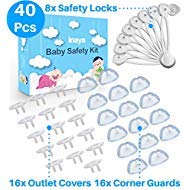 Book Cover Complete Baby Proofing Kit - Child Safety Locks, Corner Guards & Outlet Covers - Accident Proof Devices to Keep Your Child Safe at Home - Inaya - Great Gift for Baby Shower & Baby Registry