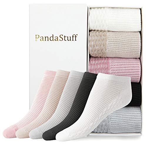 Book Cover Women’s Bamboo Ankle Socks, 5-Pair Gift Box, Cute No Show, Low Cut, Soft and Non Slip