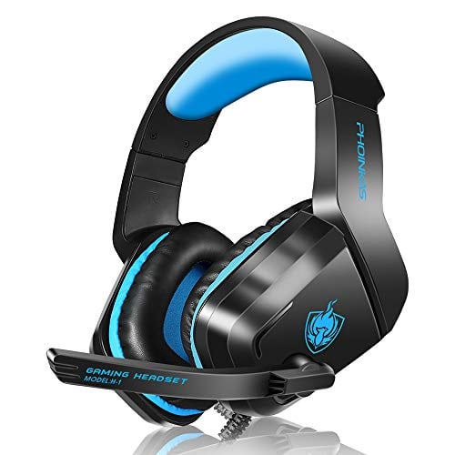 Book Cover PHOINIKAS Gaming Headset, PS5 Headset for PS4, Xbox One, PC, Laptop, Nintendo Switch, Over Ear Headphones Noise-Cancelling Mic, Bass Surround, Gift for Kids - Blue
