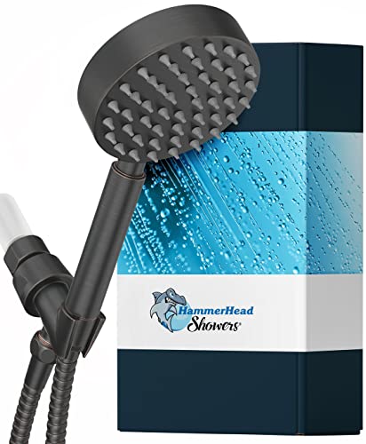 Book Cover ALL METAL Handheld Shower Head with Hose and Brass Holder- OIL RUBBED BRONZE - 2.5 GPM High Pressure Shower Heads - Hand Shower Head with Adjustable Shower Wand Bracket - 6ft Flexible Extension