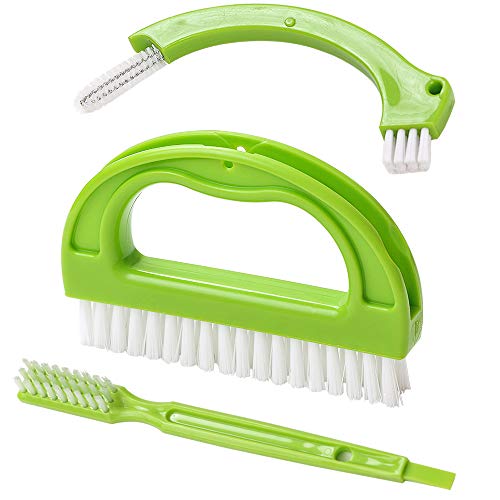 Book Cover Living&Giving Grout Brush, (3 in 1) Grout Cleaner Brush, Tile Joint Scrub Brush with Handle, Stiff Cleaning Brush for All of The Household Such as Shower,Bathroom, Kitch, Seams, Floor Lines