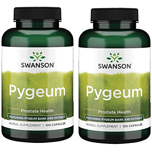 Book Cover Swanson Pygeum Prostate Support Urinary Tract Health Men Herbal Supplement 100 mg Pygeum Extract (6.5% phytosterols) with 400 mg Powdered Bark 120 Capsules (2 Pack)