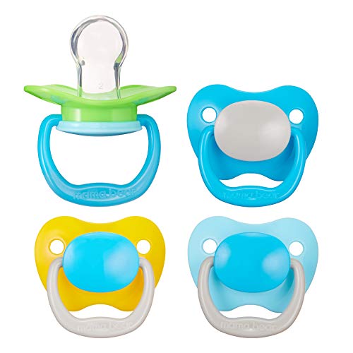 Book Cover Amazon Brand - Mama Bear Baby Pacifier, Stage 2 (6-12M), BPA Free, Colors may vary (Pack of 4)