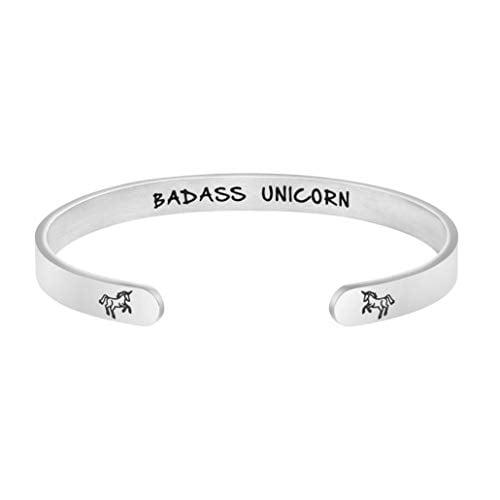 Book Cover Badass Unicorn Bracelet for Women Mantra Quotes Engraved Inspirational Magical Personalized Birthday Gifts for Her