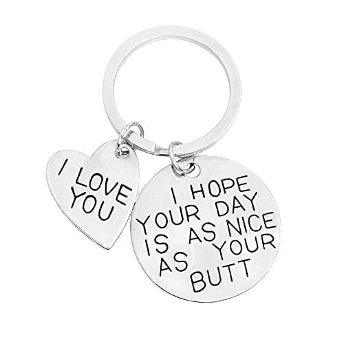 Book Cover I Hope Your Day Is As Nice As Your Butt Keychain Boyfriend Girlfriend Gifts Keyring I Love You Wife Husband Gifts
