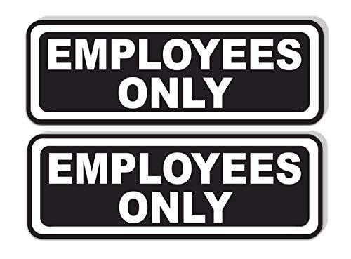 Book Cover Employees Only Sticker for Doors (Pack of 2) | Black and White Laminated Vinyl 7.75 x 2.5-inches | Retail Compliance Signs for Restaurants, Retail Stores, Salons, Gas Stations, and Other