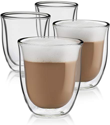 Book Cover Cappuccino Cups Set of 4 - Insulated Glass Espresso Cups (6 oz)