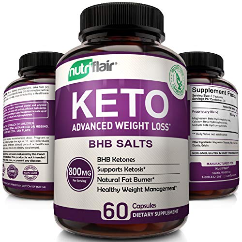 Book Cover Keto Diet Pills - 800mg Advanced Weight Loss Ketosis Supplement - All-Natural BHB Salts Ketogenic Fat Burner Capsules - GMP-Sealed, Non-GMO Product - Ideal Weight Loss Supplements for Men & Women