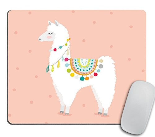 Book Cover Cute Hand Drawn Llama Mouse Pad Mousepad - Mat - Rectangle - Llamas - Coworker Gift, Teacher Gift, Desk Accessories Cubical Decor
