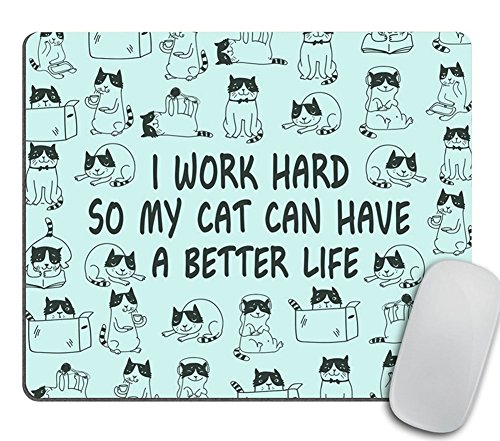 Book Cover Mouse Pad Funny Cat Mousepad New Job Gift Office Decor Cat Mouse Pad Cat Lady Gift for Coworker Cubicle Decor Office Supplies Cute Fun - I Work Hard So My Cat Can Have A Better Life
