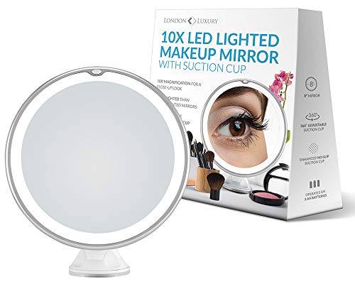 Book Cover London Luxury 10X Magnifying Makeup Mirror | Lighted Makeup Mirror With 20 LEDs | 8