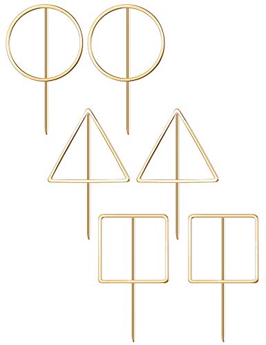 Book Cover Finrezio Geometric Earrings for Women Girls Simple Round/Square/Triangle Earrings Set 3 Colors (Style A:Gold tone)