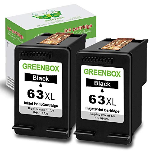 Book Cover GREENBOX Re-Manufactured Ink Cartridge Replacement for HP 63XL 63 XL Used in Envy 4520 4516 Officejet 5255 5258 4650 3830 3831 4655 Deskjet 2130 2132 1112 3630 3633 3634 Printer (2 Black)