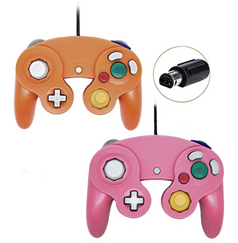 Book Cover Wired Gamecube Controllers for Nintendo Wii Game Cube Switch Console (Pink and Orange)
