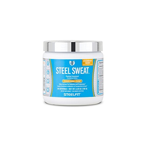 Book Cover SteelFit Steel Sweat - Fat Burning Pre Workout - Boost Metabolism - Increase Energy - Burn Fat and Calories - Sweat More - Lose Water Weight - 30 Servings - Strawberry Mango