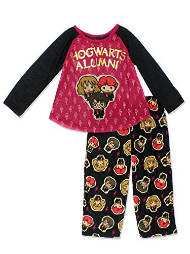 Book Cover Harry Potter Hogwarts Girls Long Sleeve Pajamas Set (8, Black/Multi)
