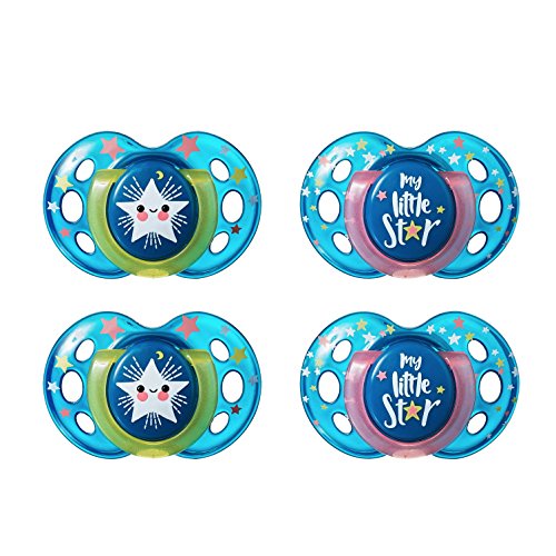 Book Cover Tommee Tippee Closer to Nature Night Time Orthodontic Toddler Soothie Pacifier, 18-36 Months - Unisex, 4 Pack