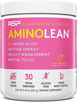 Book Cover RSP AminoLean - All-in-One Pre Workout, Amino Energy, Weight Management Supplement with Amino Acids, Complete Preworkout Energy for Men & Women, Pink Lemonade, 30 (Packaging May Vary)