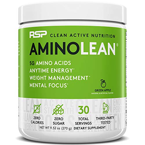 Book Cover RSP AminoLean - All-in-One Pre Workout, Amino Energy, Weight Management Supplement with Amino Acids, Complete Preworkout Energy for Men & Women, Green Apple, 30 (Packaging May Vary)